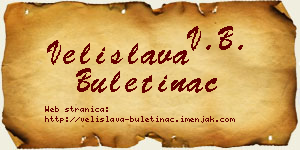 Velislava Buletinac vizit kartica